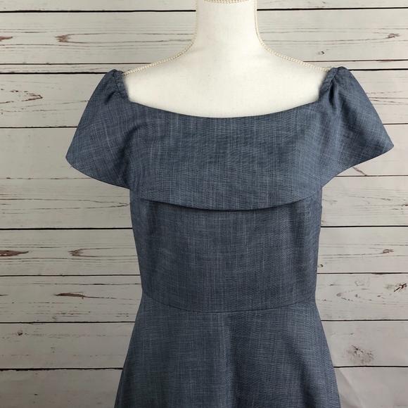 Banana Republic Off Shoulder Chambray Dress 10 - Picture 3 of 7